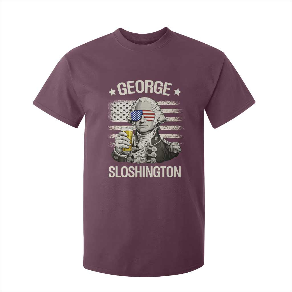 George Sloshington Washington T Shirt For Kid 4th of July America Flag Beer TS14 Maroon Print Your Wear