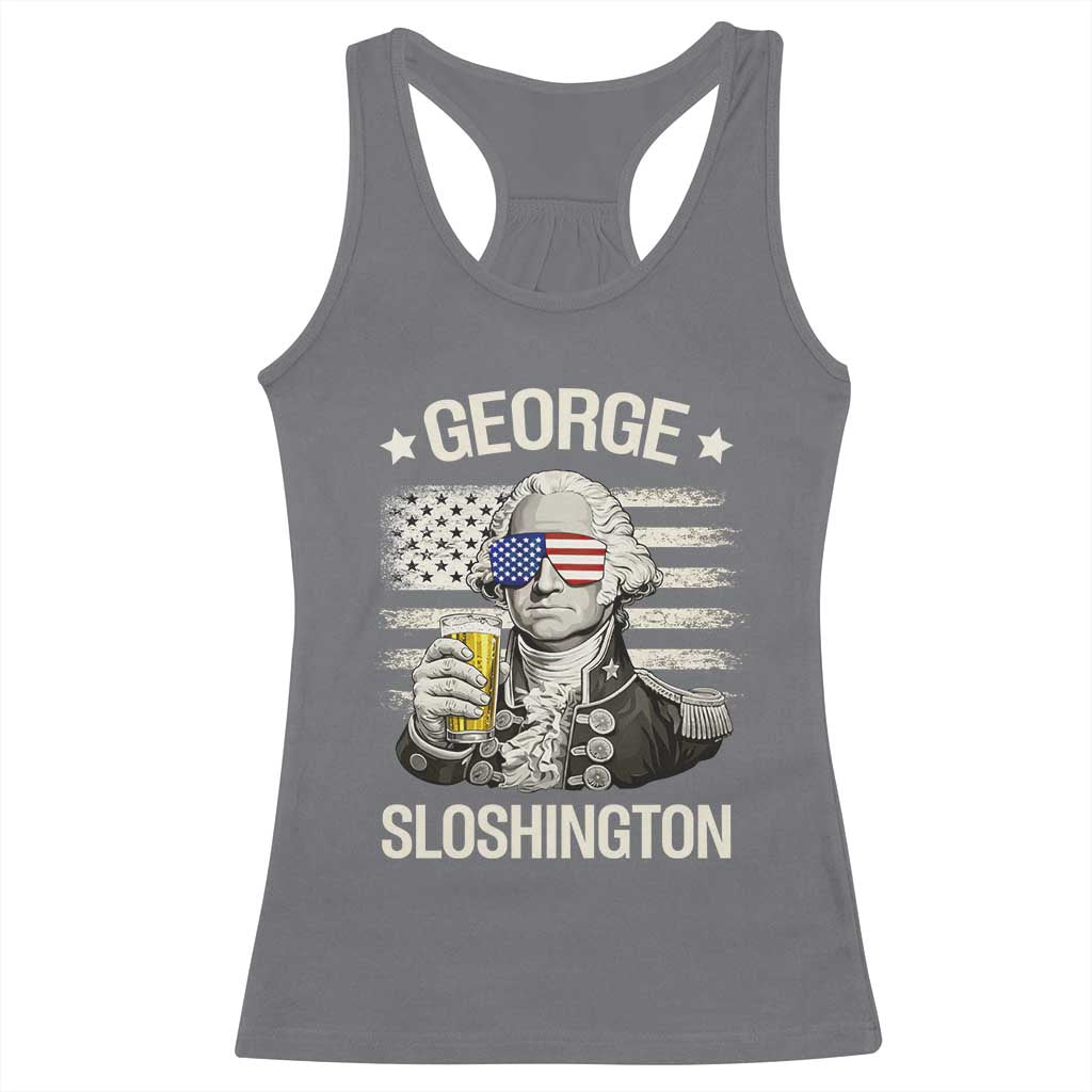 George Sloshington Washington Racerback Tank Top 4th of July America Flag Beer TS14 Charcoal Print Your Wear