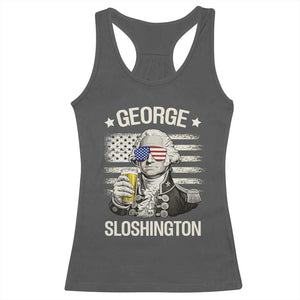 George Sloshington Washington Racerback Tank Top 4th of July America Flag Beer TS14 Dark Heather Print Your Wear