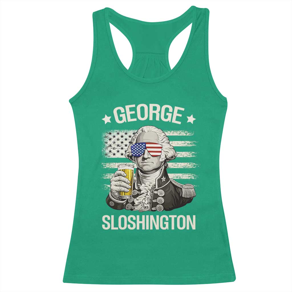 George Sloshington Washington Racerback Tank Top 4th of July America Flag Beer TS14 Irish Green Print Your Wear