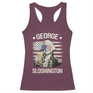George Sloshington Washington Racerback Tank Top 4th of July America Flag Beer TS14 Maroon Print Your Wear
