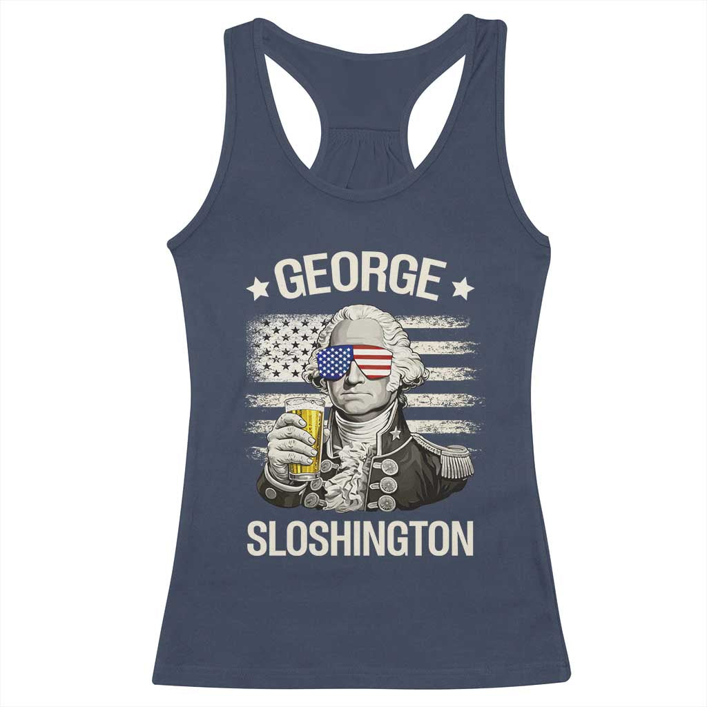 George Sloshington Washington Racerback Tank Top 4th of July America Flag Beer TS14 Navy Print Your Wear