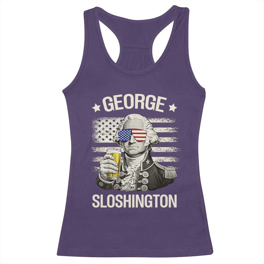 George Sloshington Washington Racerback Tank Top 4th of July America Flag Beer TS14 Purple Print Your Wear