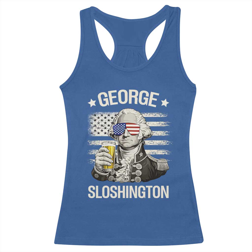 George Sloshington Washington Racerback Tank Top 4th of July America Flag Beer TS14 Royal Blue Print Your Wear
