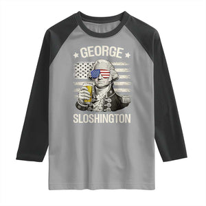 George Sloshington Washington Raglan Shirt 4th of July America Flag Beer TS14 Sport Gray Black Print Your Wear