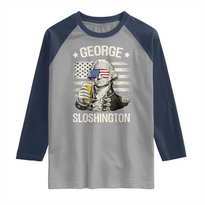 George Sloshington Washington Raglan Shirt 4th of July America Flag Beer TS14 Sport Gray Navy Print Your Wear