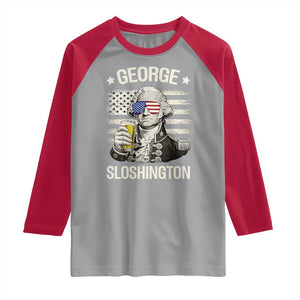 George Sloshington Washington Raglan Shirt 4th of July America Flag Beer TS14 Sport Gray Red Print Your Wear
