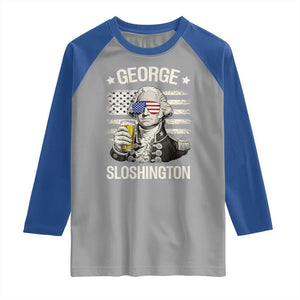 George Sloshington Washington Raglan Shirt 4th of July America Flag Beer TS14 Sport Gray Royal Print Your Wear