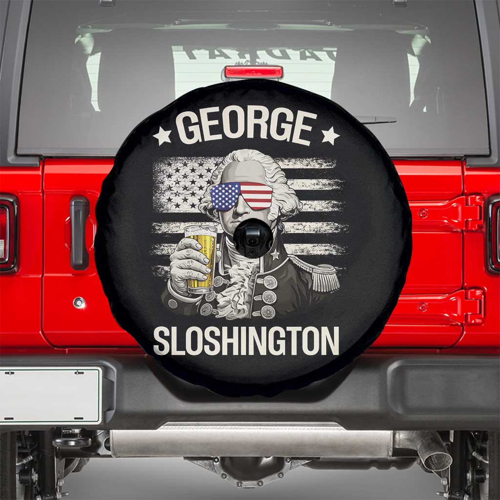 George Sloshington Washington Spare Tire Cover 4th of July America Flag Beer TS14 Black Print Your Wear
