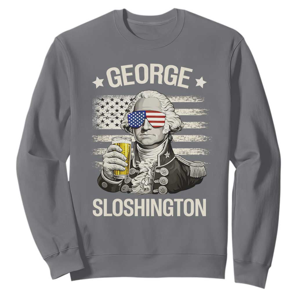 George Sloshington Washington Sweatshirt 4th of July America Flag Beer TS14 Charcoal Print Your Wear