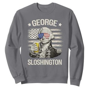 George Sloshington Washington Sweatshirt 4th of July America Flag Beer TS14 Charcoal Print Your Wear
