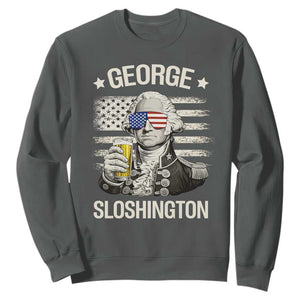 George Sloshington Washington Sweatshirt 4th of July America Flag Beer TS14 Dark Heather Print Your Wear