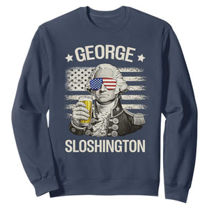 George Sloshington Washington Sweatshirt 4th of July America Flag Beer TS14 Navy Print Your Wear