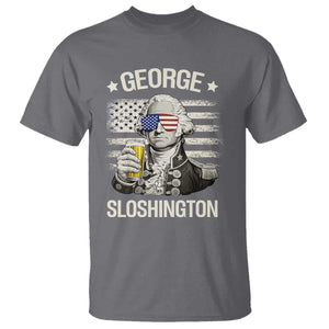 George Sloshington Washington T Shirt 4th of July America Flag Beer TS14 Charcoal Print Your Wear