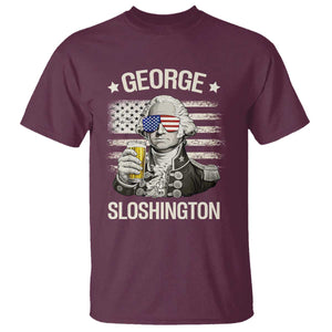 George Sloshington Washington T Shirt 4th of July America Flag Beer TS14 Maroon Print Your Wear