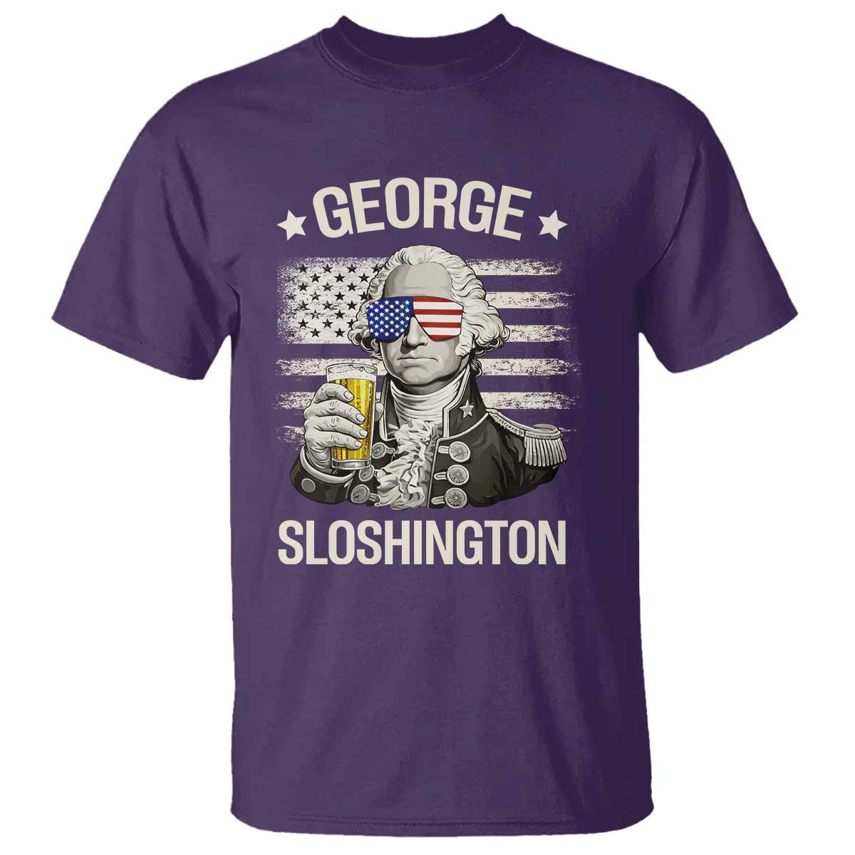 George Sloshington Washington T Shirt 4th of July America Flag Beer TS14 Purple Print Your Wear
