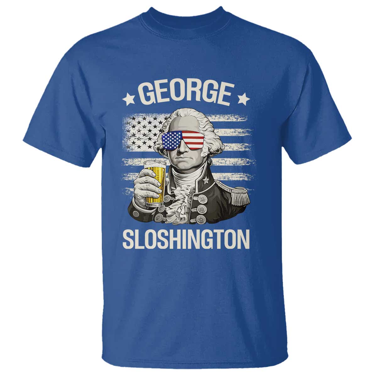George Sloshington Washington T Shirt 4th of July America Flag Beer TS14 Royal Blue Print Your Wear