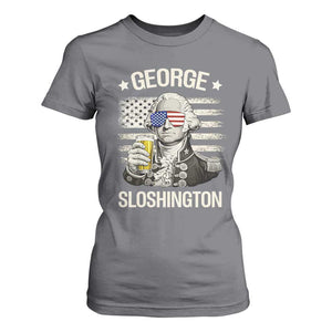 George Sloshington Washington T Shirt For Women 4th of July America Flag Beer TS14 Charcoal Print Your Wear