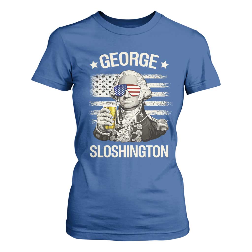 George Sloshington Washington T Shirt For Women 4th of July America Flag Beer TS14 Royal Blue Print Your Wear