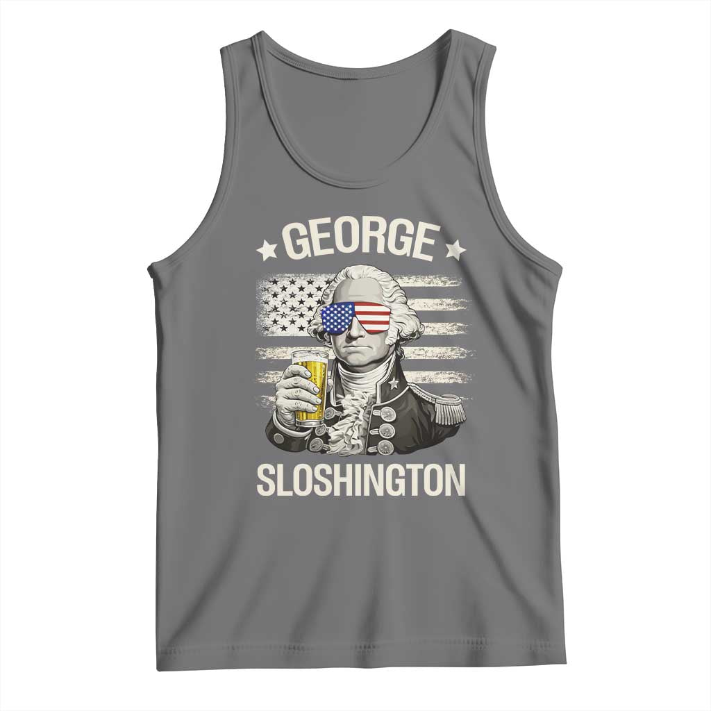 George Sloshington Washington Tank Top 4th of July America Flag Beer TS14 Black Heather Print Your Wear