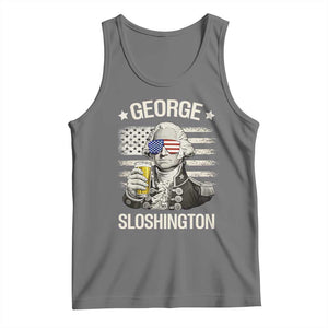 George Sloshington Washington Tank Top 4th of July America Flag Beer TS14 Black Heather Print Your Wear