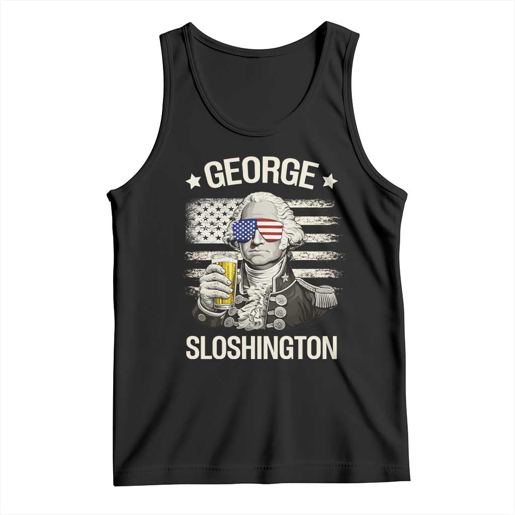 George Sloshington Washington Tank Top 4th of July America Flag Beer TS14 Black Print Your Wear