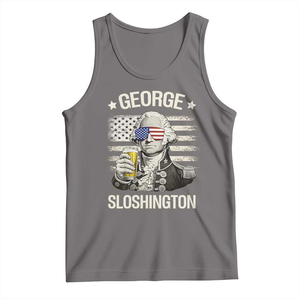 George Sloshington Washington Tank Top 4th of July America Flag Beer TS14 Deep Heather Print Your Wear