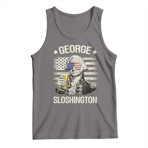 George Sloshington Washington Tank Top 4th of July America Flag Beer TS14 Deep Heather Print Your Wear