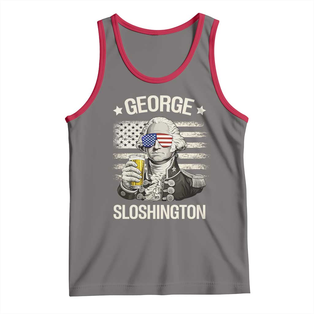 George Sloshington Washington Tank Top 4th of July America Flag Beer TS14 Deep Heather Red Print Your Wear