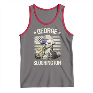 George Sloshington Washington Tank Top 4th of July America Flag Beer TS14 Deep Heather Red Print Your Wear