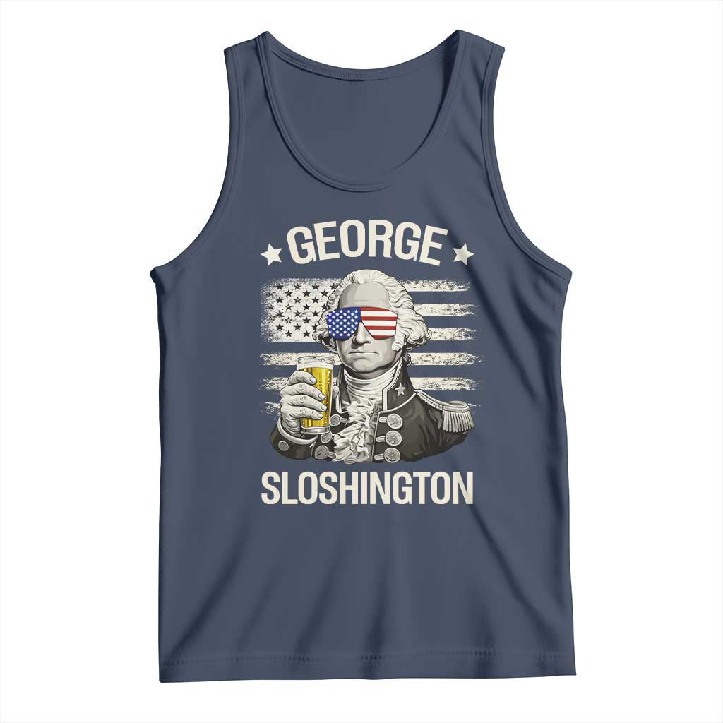 George Sloshington Washington Tank Top 4th of July America Flag Beer TS14 Navy Print Your Wear
