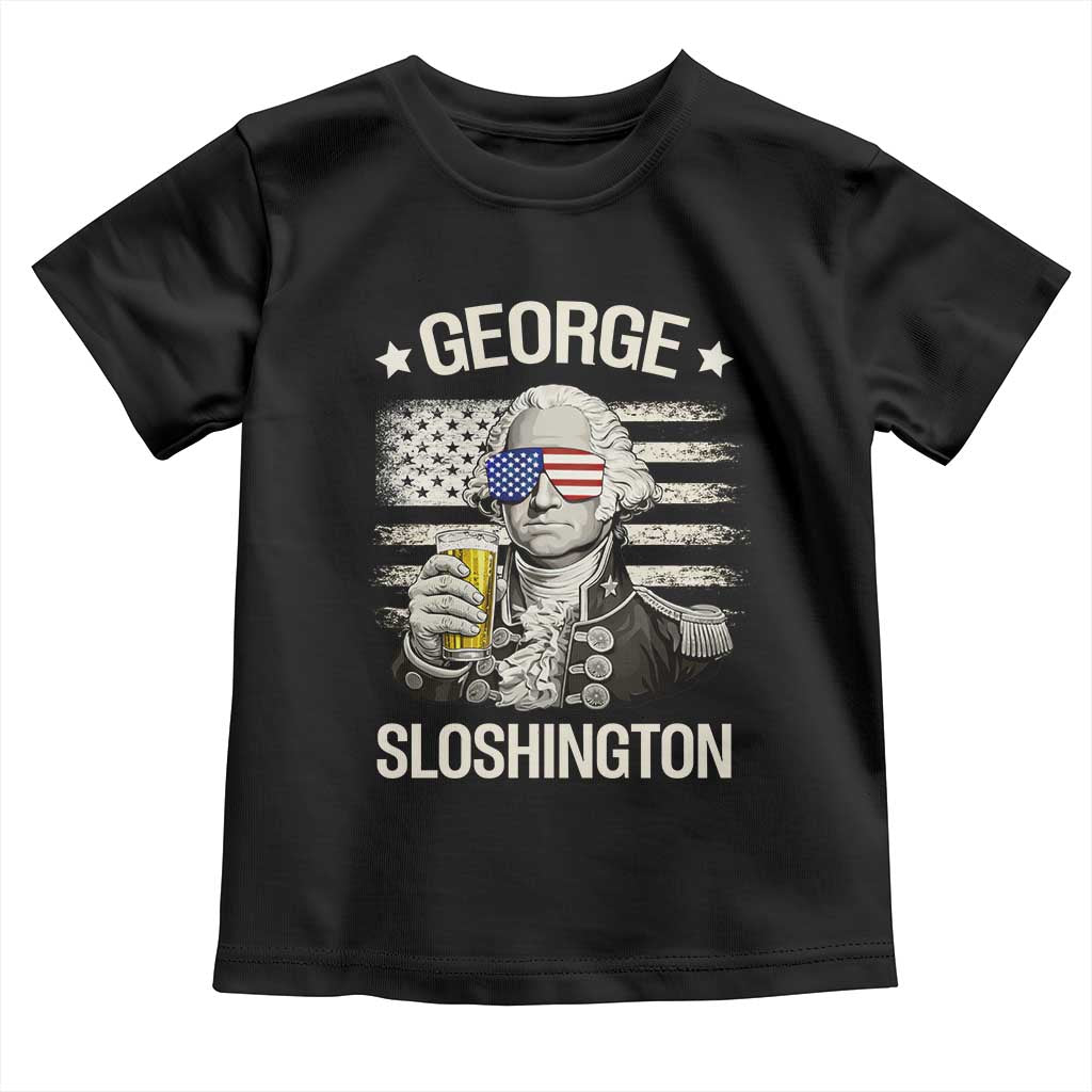 George Sloshington Washington Toddler T Shirt 4th of July America Flag Beer TS14 Black Print Your Wear