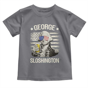George Sloshington Washington Toddler T Shirt 4th of July America Flag Beer TS14 Charcoal Print Your Wear