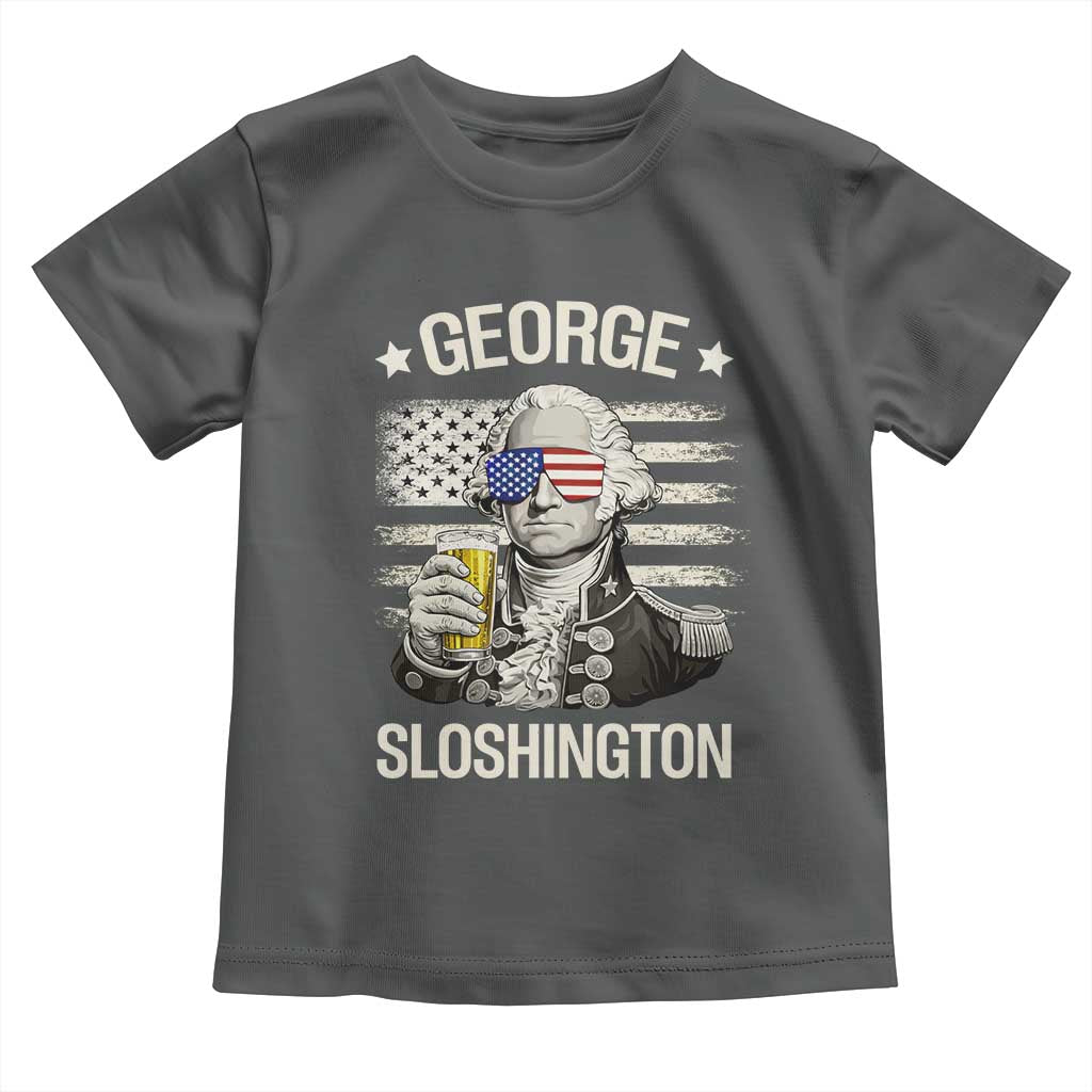 George Sloshington Washington Toddler T Shirt 4th of July America Flag Beer TS14 Dark Heather Print Your Wear
