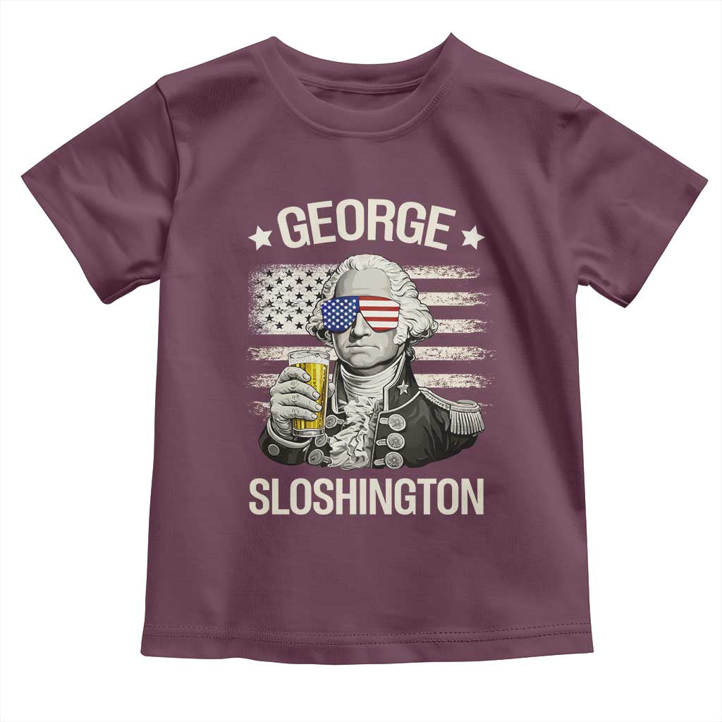 George Sloshington Washington Toddler T Shirt 4th of July America Flag Beer TS14 Maroon Print Your Wear