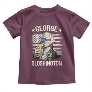George Sloshington Washington Toddler T Shirt 4th of July America Flag Beer TS14 Maroon Print Your Wear