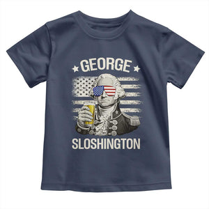 George Sloshington Washington Toddler T Shirt 4th of July America Flag Beer TS14 Navy Print Your Wear