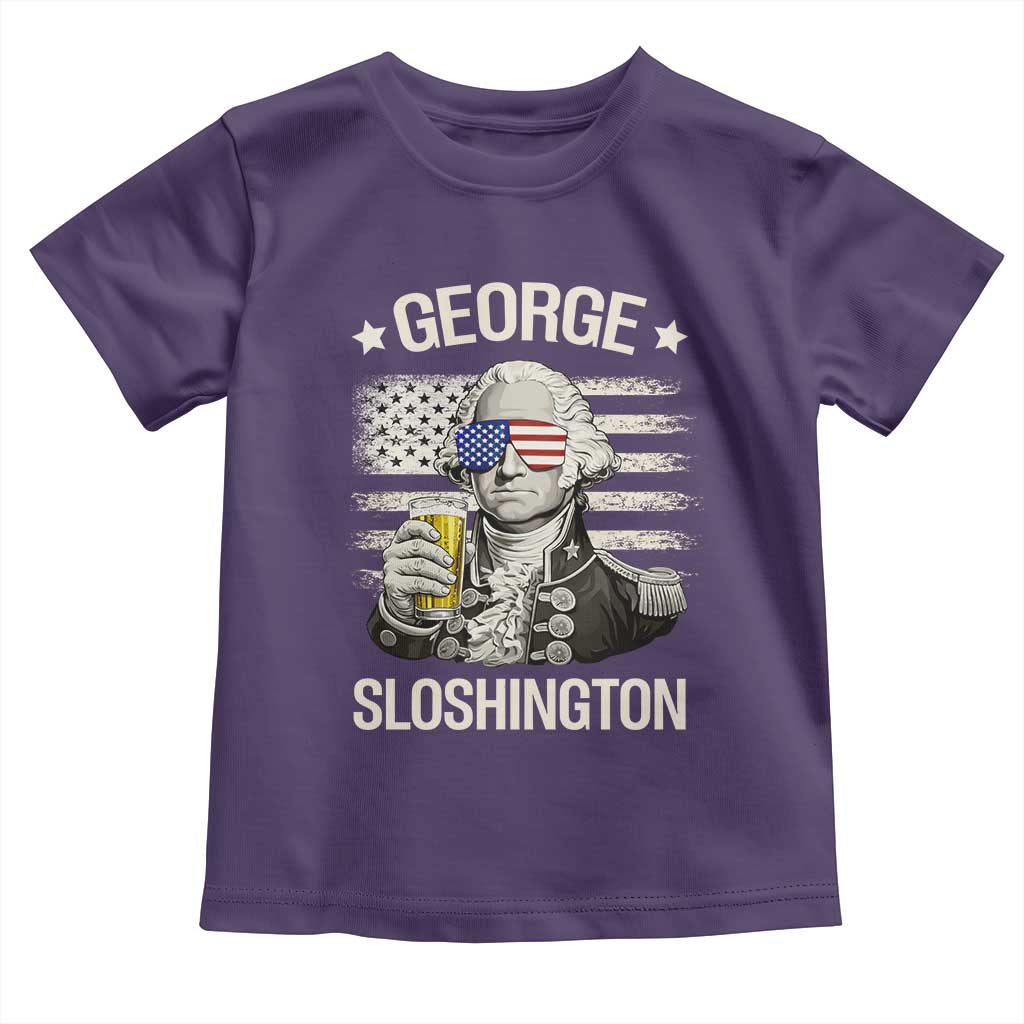 George Sloshington Washington Toddler T Shirt 4th of July America Flag Beer TS14 Purple Print Your Wear