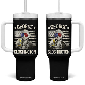 George Sloshington Washington Tumbler With Handle 4th of July America Flag Beer TS14 One Size: 40 oz Black Print Your Wear