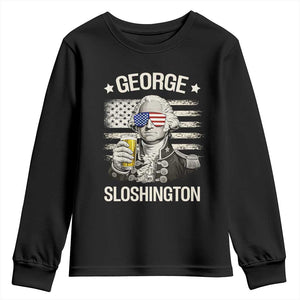 George Sloshington Washington Youth Sweatshirt 4th of July America Flag Beer TS14 Black Print Your Wear