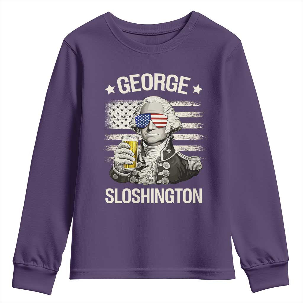 George Sloshington Washington Youth Sweatshirt 4th of July America Flag Beer TS14 Purple Print Your Wear