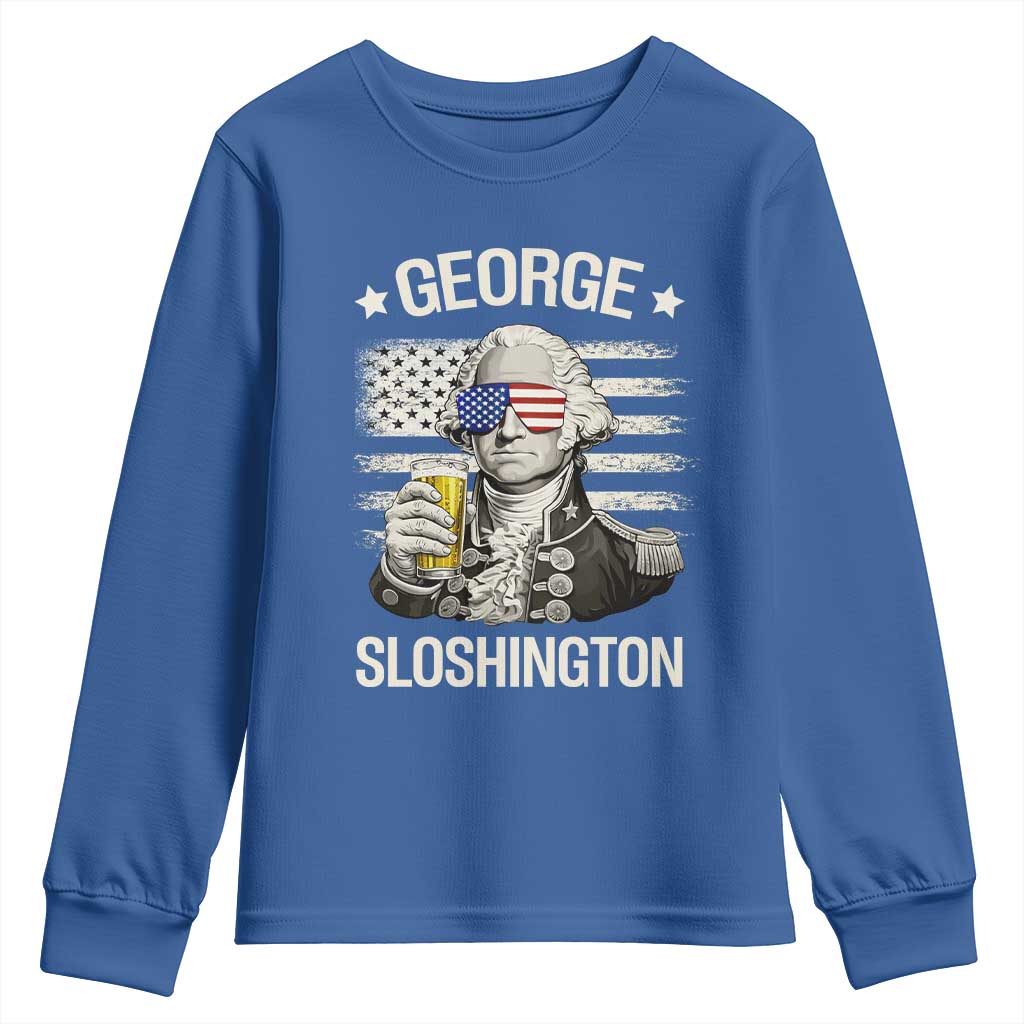 George Sloshington Washington Youth Sweatshirt 4th of July America Flag Beer TS14 Royal Blue Print Your Wear