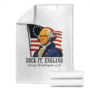 Funny George Washington 1776 Throw Blanket 4th July Suck-It England TS14 White Print Your Wear