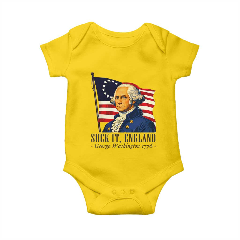 Funny George Washington 1776 Baby Onesie 4th July Suck-It England TS14 Daisy Print Your Wear