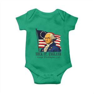 Funny George Washington 1776 Baby Onesie 4th July Suck-It England TS14 Irish Green Print Your Wear