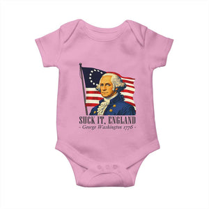 Funny George Washington 1776 Baby Onesie 4th July Suck-It England TS14 Light Pink Print Your Wear
