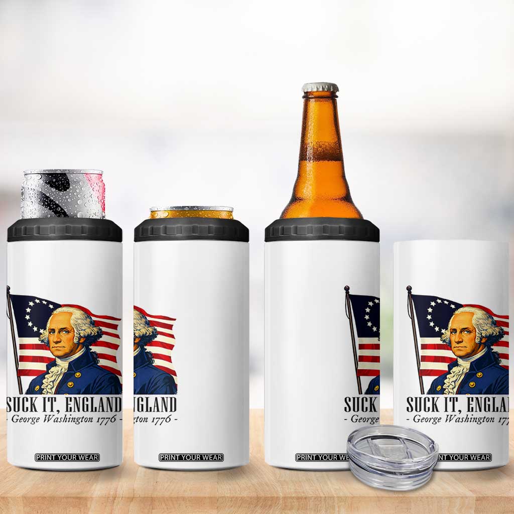 Funny George Washington 1776 4 in 1 Can Cooler Tumbler 4th July Suck-It England TS14 Print Your Wear