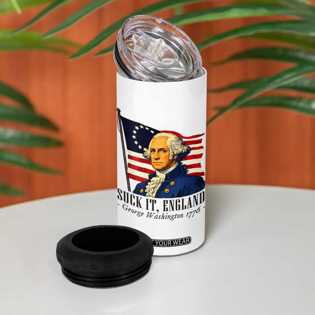 Funny George Washington 1776 4 in 1 Can Cooler Tumbler 4th July Suck-It England TS14 Print Your Wear