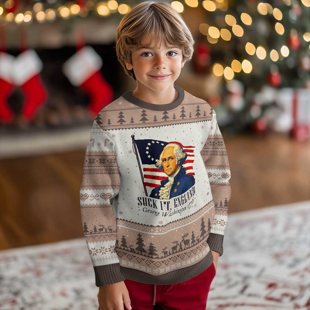 Funny George Washington 1776 Ugly Christmas Sweater 4th July Suck-It England TS14 Mocha Mousse Print Your Wear