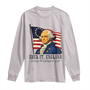 Funny George Washington 1776 Long Sleeve Shirt 4th July Suck-It England TS14 Ice Gray Print Your Wear